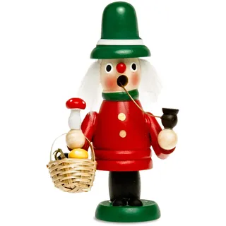 SIKORA Mini Räuchermännchen aus Holz Räucherfigur Deko Weihnachtsfigur - RM-G, Farbe/Modell:G4 Pilzesammler rot, Höhe in cm:Höhe ca. 12 cm