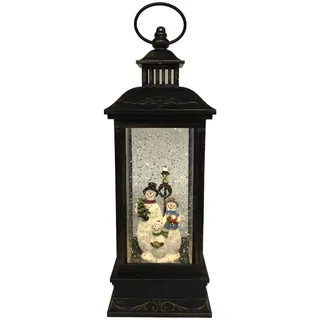 TrendLine LED Laterne Schneemann schwarz 28 x 9,5 cm warmweiß mit Timer
