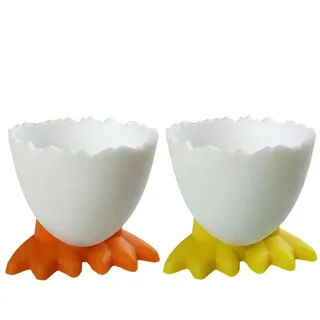 Eierbecher - 2 Stück Cartoon Eierständer Egg Cup - Lustiger Eiebecher Kinder - Frühstücks Eierhalter Für Hart & Weich Eier - Ostern Geschenke Küchenartikel Geschirr Für Wohnküchen, Restaurants, Cafés