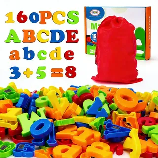BunnyJOY Magnetbuchstaben 160 Magnet Buchstaben und Zahlen, Magnete Kinder für Magnettafel, Lernspielzeug Spielzeug