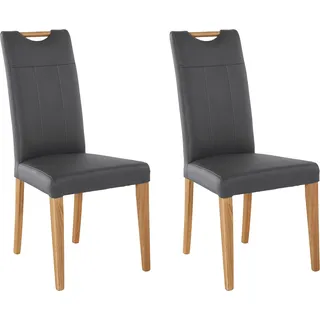 Home Affaire Esszimmerstuhl Roberta Leder grau 2er Set