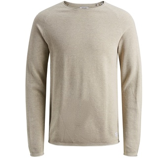 Jack & Jones Herren Sweater Pullover mit Rundhals Ausschnitt JJEHILL Beige Grau XL