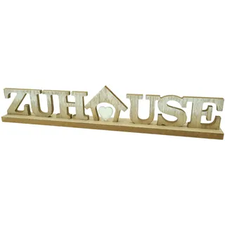 GILDE Deko XXL-Wort ZUHAUSE mit Herz, Holz Weiss-lasiert 45x8,5x4cm, Buchstaben Schriftzug Home
