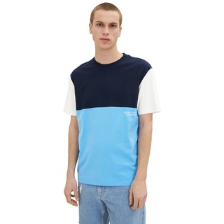 Tom Tailor Denim Herren T-Shirt COLORBLOCK Relaxed Fit Rainy Blau 18395 M