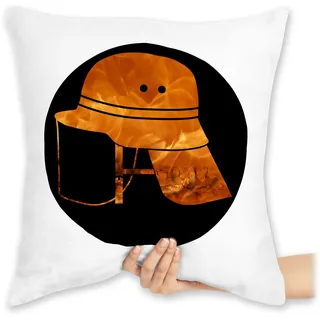 Shirtracer Kissen 40 x 40 - Feuerwehr Helm Flammen - 40 x 40 cm - Weiß - feuerwehrgeschenkartikel feuerwehrmann feuerwehrgeschenk feuerwehrgeschenke fire Fighter Geschenkartikel freiwillige Geschenke