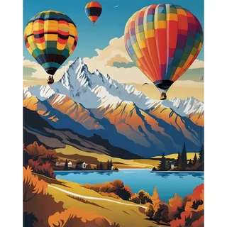 Malen nach Zahlen Erwachsene Heißluftballons DIY Leinwand Set 40x50cm | DIY Acrylfarben Set, Hochauflösende Leinwand, Für Anfänger & Erwachsene, Entspannendes Kreativ-Hobby, Wanddeko Geschenkidee