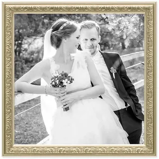 PHOTOLINI Bilderrahmen Antik Silber Nostalgie 30x30 cm Fotorahmen mit Glasscheibe/Kunststoff-Rahmen
