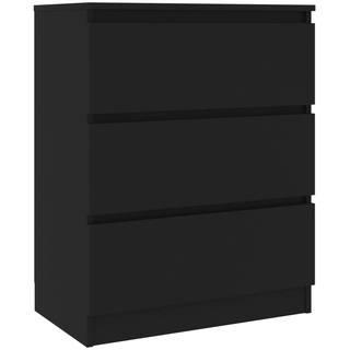 vidaXL Sideboard, Kommode mit viel Stauraum, Schrank mit 3 Schubladen, Schubladenschrank Anrichte für Wohnzimmer, Schwarz 60x35x76cm Holzwerkstoff