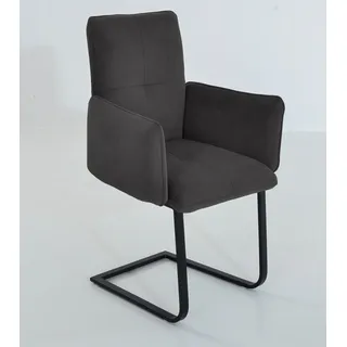 Freischwinger K+W KOMFORT & WOHNEN "6502", braun (dunkelbraun, schwarz), B:61cm H:90cm T:62cm, Stühle, Freischwinger, Freischwinger mit Armlehnen, Flachstahlkufe in schwarz