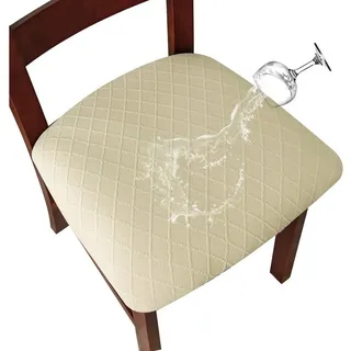 Minicloss Stuhlhusse Sitzbezug Bürostuhl Bezug Stretch Stuhlbezug Sitzfläche Waschbar, Bürostuhlabdeckung Schonbezüge für Esszimmer Büro Bar beige