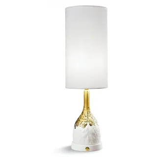 Casa Padrino Luxus Tischleuchte Porzellan Weiß / Gold H53 x 17 cm - Luxus Beleuchtung Tischlampe