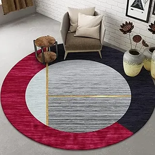 Moderne Teppiche, Grau, Rot, Schwarz, 80 cm, 100 cm, 120 cm, 140 cm, 160 cm, 180 cm, 200 cm, Runder Teppich Für Wohnzimmer, Schlafzimmer, Zuhause, Boden, rutschfeste Matten, Weiche Yogamatte,Durch