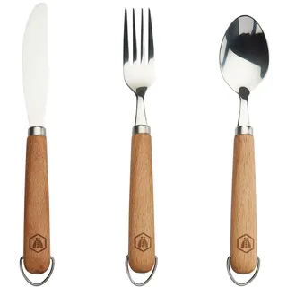 LAGUIOLE - 3er-Set Picknickbesteck - Buchenholz Hände