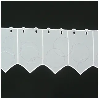 SCHÖNER LEBEN. Vorhang Scheibengardine Meterware Voile Kreise Lurex weiß lila Spitze 30cm, Lurex weiß