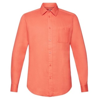 Esprit Langarmhemd Schmales, strukturiertes Hemd, 100 % Baumwolle rot