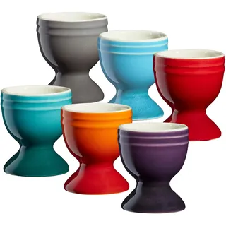 Cooks Professional 6-Teiliges, Mehrfarbiges Geschirrset, Regenbogensortiertes Steinzeug für Haushalt und Küche (6-teiliges Eierbecherset)