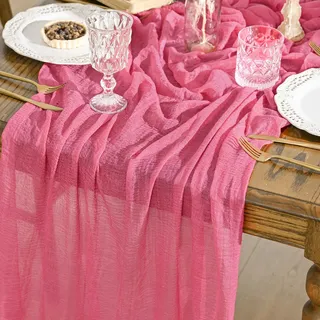 Boho Käsetuch Gaze Rosenrot Hochzeit  80x300 cm, Waschbar  Dekoration Party Gebu