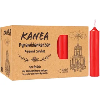 KANEA Adventskerze Pyramidenkerzen - Weihnachtskerzen für Pyramiden - Weihnachtspyramiden (Kerzen Set, 100-tlg., Christbaumkerzen 7 cm groß, 14 mm), Weihnachtspyramiden Baumkerzen aus Wachs rot