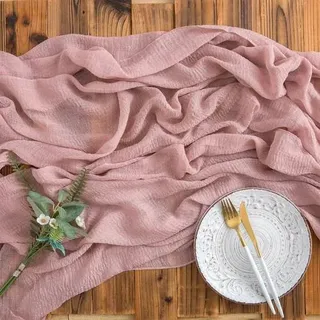 Tischläufer Musselin Hochzeit Vintage Käsetuch Altrosa-07 80 x 400 cm