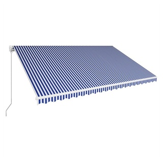 DOTMALL Halbkassettenmarkise Einziehbare Markise Handbetrieben, 500 x 300 cm , Blau und Weiß weiß
