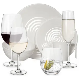 Moritz Geschirr-Set Melamin Camping Geschirr Crema + Tiamo alle Gläsern