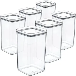 SUSTANIA Vorratsdosen-Set –Vorratdosen Luftdicht - 6 x 1,5L-teiliges Vorratsdosen-Set - Frischhaltebox mit Deckel,Behälter, Dosen, Aufbewahrungssbox, transparent