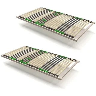 FixSTAR 7-Zonen Lattenrost 2er Set - 80x200 - Starr - Auch für Bettgröße 160x200 - Klappbar fertig montiert - 28 Birke Federleisten - Härtegradverstellung - Bettrost Für alle Matratzen - Vormontiert