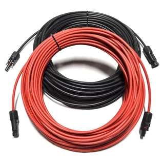 Solarkabel Verlängerungskabel Rot/Schwarz 4 - 6mm2 mit montiertem Stecker 2x 30m 4mm2 - Rot/Schwarz