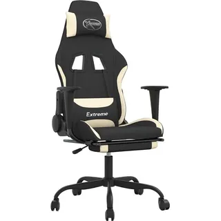 vidaXL Gaming-Stuhl mit Massage & Fußstütze Creme Schwarz
