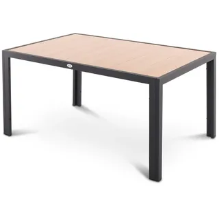 SenS-Line Gartentisch Esstisch Keramik Holzoptik mit Alugestell 147 × 95 cm, Pronto, pflegeleicht, wetterfest beige