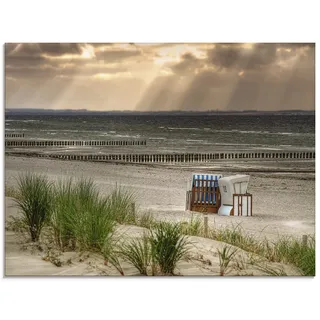 ARTland Wanddeko Glasbilder Wandbild Glas Bild einteilig 60x45 cm Querformat Strand Meer Landschaft Natur Ostsee Strandkorb Insel Poel Maritim T9ER