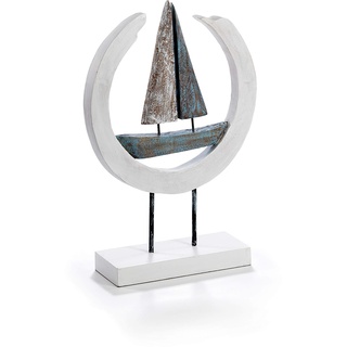 Moritz Holz deko Sailors Dream I 10 x 32,5 x 48 cm I Segelboot I Seefahrt I Moderne Maritime Mangoholz Deko Skulptur