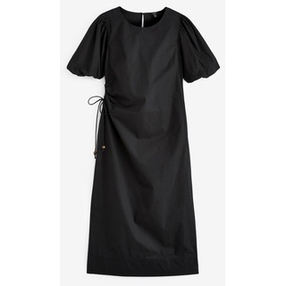 Next Midikleid Midikleid mit Seitenraffung und Puffärmeln (1-tlg) schwarz 34 (GB: 6)