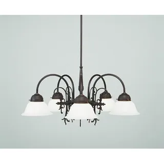 Licht-Erlebnisse Pendelleuchte D35, ohne Leuchtmittel, Glas Messing massiv H: max. 84 cm Antik Opal Weiß E27 Jugendstil bunt