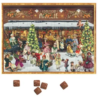 (186 EUR/kg) Nostalgischer Schoko-Adventskalender Chocolaterie Amelie XMAS