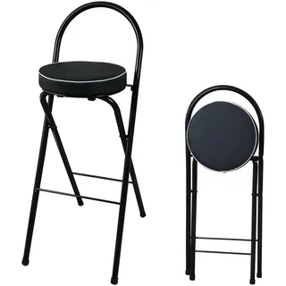 Modern Tresenstuhl 60 65 70 75cm Sitzhöhe Barhocker Klappbar Mit Lehne Küchenstuhl Metall Barstühle Klappbar Mit Fußstütze Hoher Frühstückshocker Rundes Sitzkissen Klapphocker Faltbar Ohne Montage(Bla