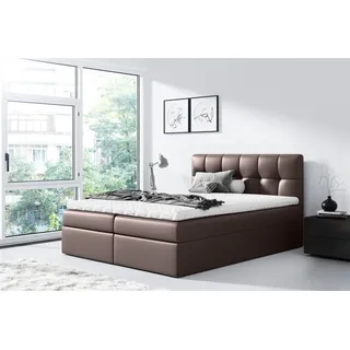 Fun Möbel Boxspringbett Schlafzimmerbett CARMEN 180x220cm Kunstleder Braun - Braun