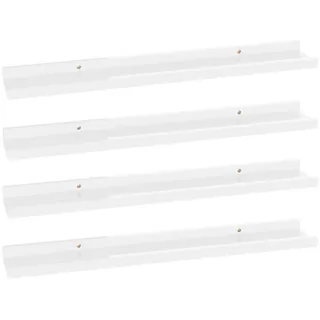 furnicato Wandregal Wandregale 4 Stk. Hochglanz-Weiß 60x9x3 cm, 1-tlg. weiß 60 cm x 3 cm x 9 cm