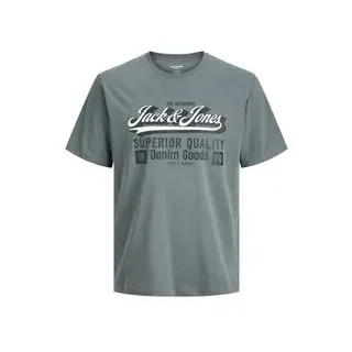 JACK & JONES Herren Rundhals T-Shirt JJELOGO TEE SS O-NECK 2 COL Regular Fit 12279535 Grau M
