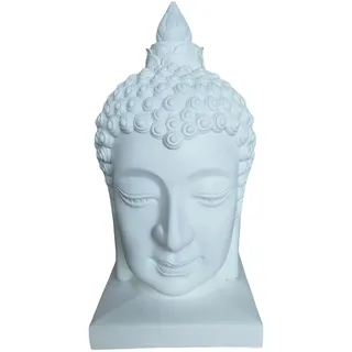 Relaxdays Buddha-Kopf 60 cm, Weiß