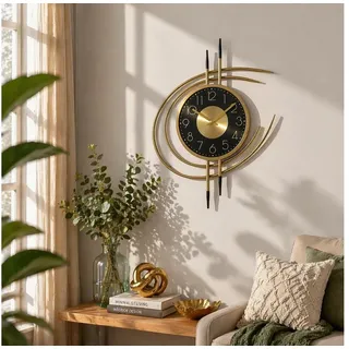 K&L Wall Art Wanduhr Designer Metalluhr modern Gold Optik Aluminium Wanduhr ohne Ticken (leises Quarz Uhrwerk) goldfarben|schwarz