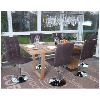 6er-Set Esszimmerstuhl MCW-C41, Stuhl Küchenstuhl, höhenverstellbar drehbar, Stoff/Textil ~ vintage dunkelbraun
