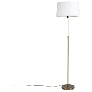 Qazqa country-rustic Stehleuchte mit Schirm, Stehlampe - Parte Fl - Bronze, Rund, max. 60W, Geeignet für LED, 173cm, Ideal als Flur, Küche lampe, Schlafzimmerlampe und Wohnzimmerlampe