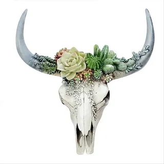 Schädel Eines Longhorn-rinders Aus Kunstharz, Wanddekoration, Texas-kuhkopf, Rustikale Innendekoration, Handgefertigtes Unikat, Braune Oberfläche, Western-stil, 1 Stück