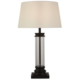 Licht-Erlebnisse Nachttischlampe ROMAN, ohne Leuchtmittel, Schwarz Weiß E27 63 cm Stoff Metall Jugendstil Wohnzimmer schwarz|weiß