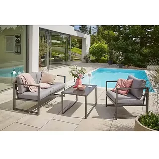 Sunfun Maja Slim Loungemöbel-Set  (3 -tlg., Aluminium/Polyesterfaser, Anthrazit/Grau)