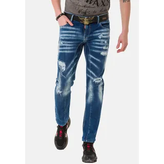 Straight-Jeans CIPO & BAXX Gr. 36, Länge 34, blau Herren Jeans 5-Pocket-Jeans in modischem Destroyed-Look