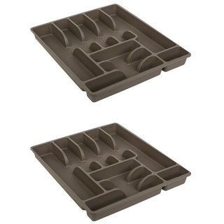 Engelland Besteckkasten Besteckeinsatz für Schubladen 40 cm (Vorteils-Set, 2 St., 45 x 39 x 5 cm), BPA-frei, robuster PP-Kunststoff, für alle handelsüblichen Schubladen braun