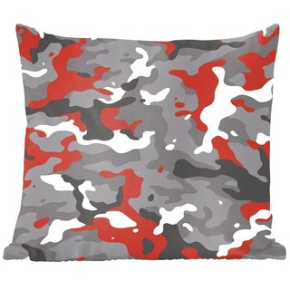 MuchoWow Dekokissen »Camouflage-Muster mit roten Akzenten«, Zierkissen mit Füllung für Wohzimmer, Schlafzimmer, Deko, Sofakissen bunt 45 cm x 45 cm x 45 cm