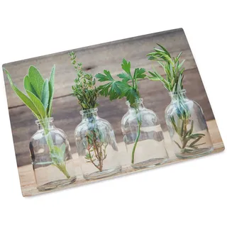 GRAZDesign Glas-Schneidebrettchen, Frühstücksbrettchen als Geschenk, Motiv Kräuter im Glas, Maße 20 x 28,5cm
